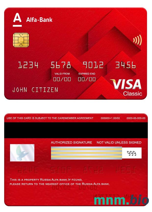 Russia Alfa bank visa klasyczny karta przykład w formacie PSD